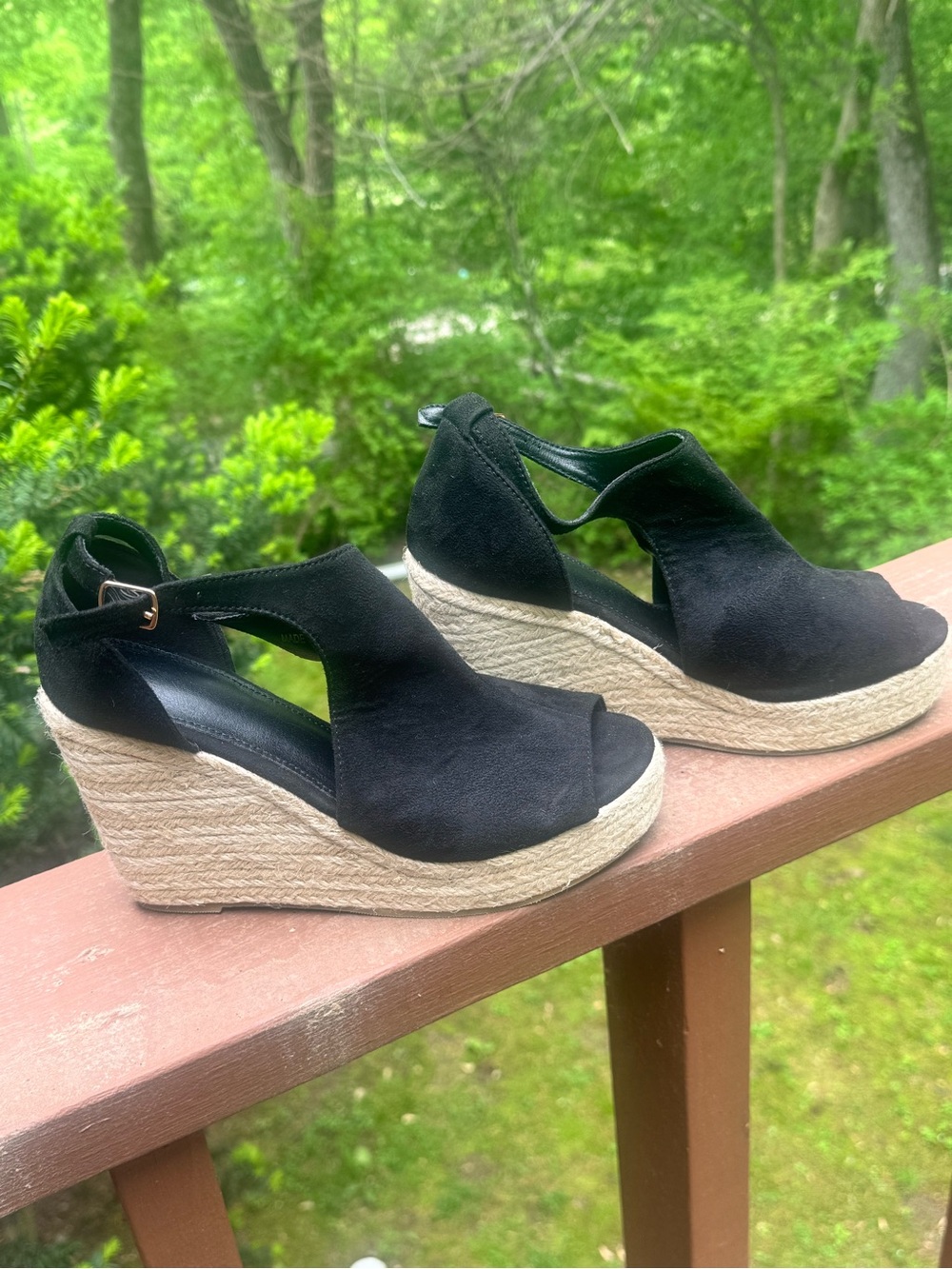 Black Espadrille Wedge Sandals – Women’s Size 39 (US 8–8.5) – Used Once
